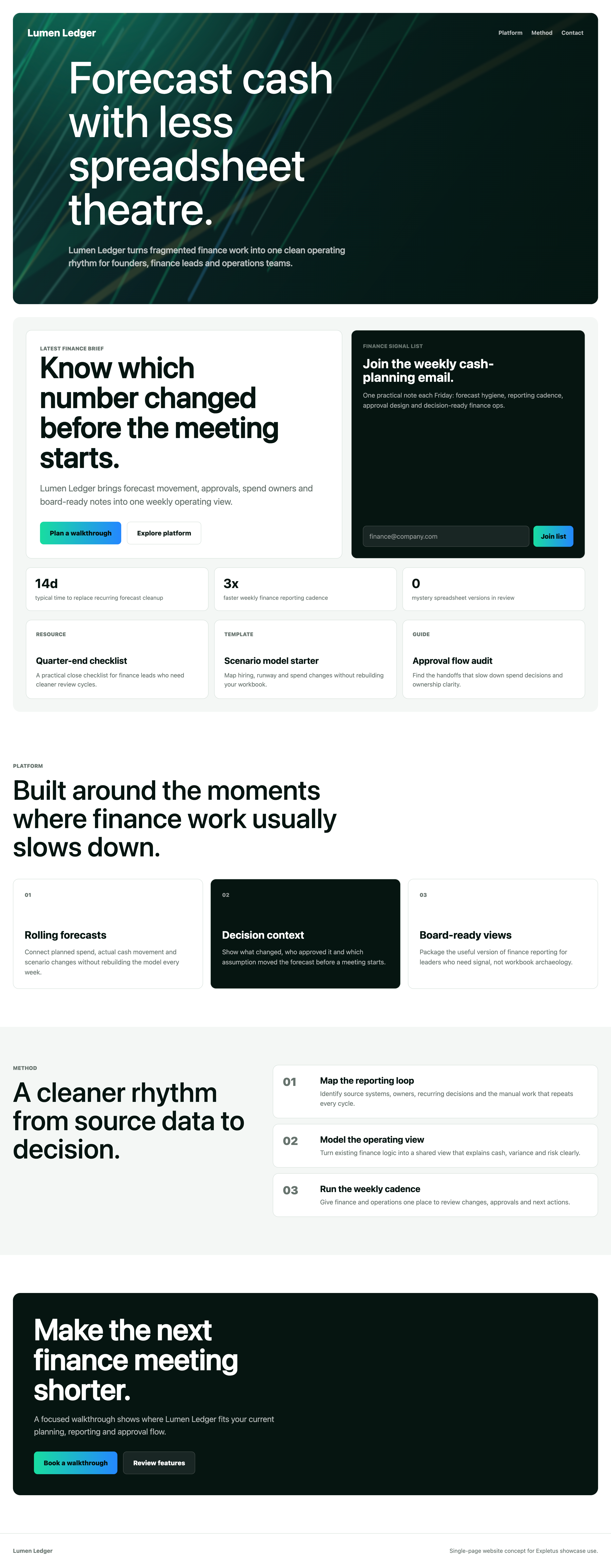 Example web dashboard interface